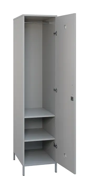 SLN - 42T šatní skříň dřevěná, 1-dveřová, šatní tyč, 1800 x 400 x 500, kovové nohy, šedá