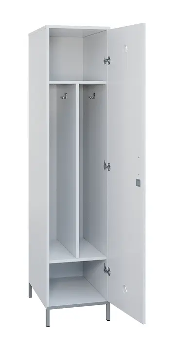 SLN - 43S šatní skříň dřevěná, 1-dveřová, háček, 1800 x 400 x 500, kovové nohy, bílá