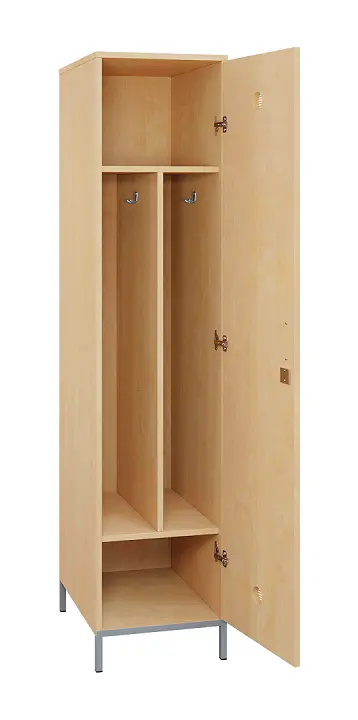 SLN - 43S šatní skříň dřevěná, 1-dveřová, háček, 1800 x 400 x 500, kovové nohy, bříza irská