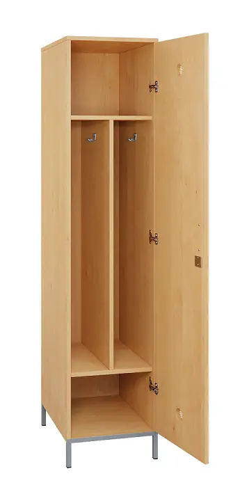 SLN - 43S šatní skříň dřevěná, 1-dveřová, háček, 1800 x 400 x 500, kovové nohy, javor horský