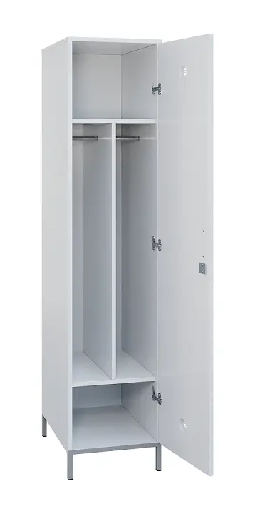 SLN - 43T šatní skříň dřevěná, 1-dveřová, šatní tyč, 1800 x 400 x 500, kovové nohy, bílá