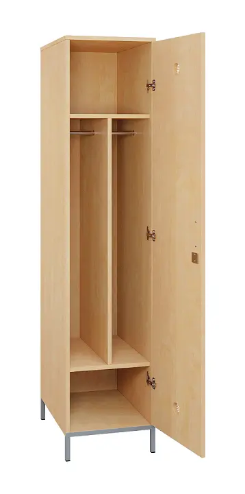 SLN - 43T šatní skříň dřevěná, 1-dveřová, šatní tyč, 1800 x 400 x 500, kovové nohy, bříza irská