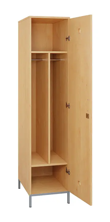 SLN - 43T šatní skříň dřevěná, 1-dveřová, šatní tyč, 1800 x 400 x 500, kovové nohy, javor horský