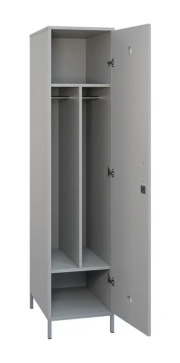 SLN - 43T šatní skříň dřevěná, 1-dveřová, šatní tyč, 1800 x 400 x 500, kovové nohy, šedá