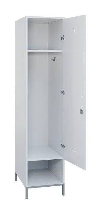 SLN - 44S šatní skříň dřevěná, 1-dveřová, háček, 1800 x 400 x 500, kovové nohy, bílá