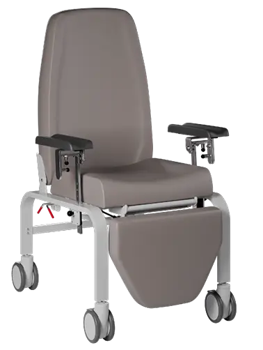 MEDI FLEX 02 mobilní křeslo polohovací, odběrové područky PU, šedá