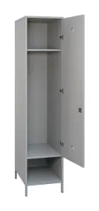 SLN - 44S šatní skříň dřevěná, 1-dveřová, háček, 1800 x 400 x 500, kovové nohy, šedá