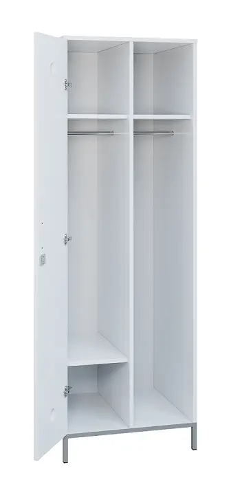 SLN - 61T šatní skříň dřevěná, 1-dveřová, šatní tyč, 1800 x 600 x 500, kovové nohy, bílá