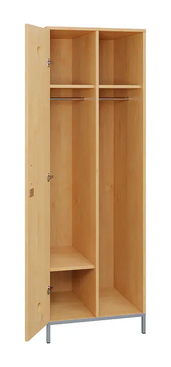 SLN - 61T šatní skříň dřevěná, 1-dveřová, šatní tyč, 1800 x 600 x 500, kovové nohy, javor horský