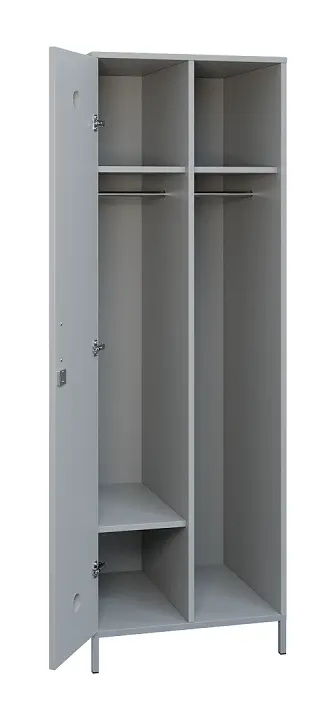 SLN - 61T šatní skříň dřevěná, 1-dveřová, šatní tyč, 1800 x 600 x 500, kovové nohy, šedá