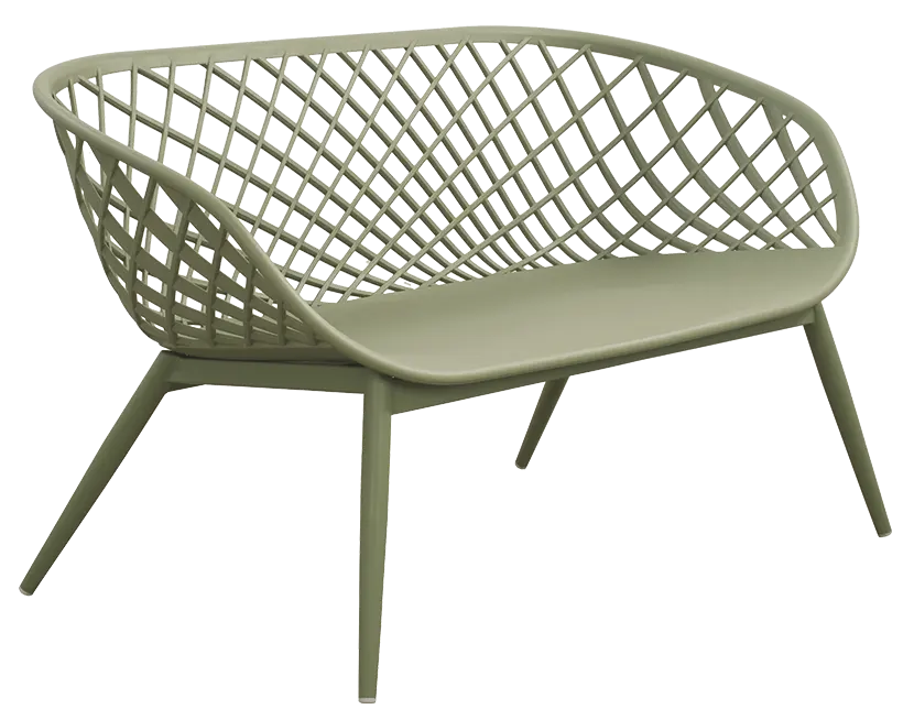 AURORA 2, lavička do exteriéru, plastová, kovová kostra, olivová