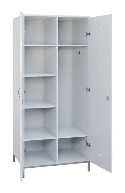 SLN - 81S šatní skříň dřevěná, 2-dveřová, háček, police, 1800 x 800 x 500, kovové nohy, bílá