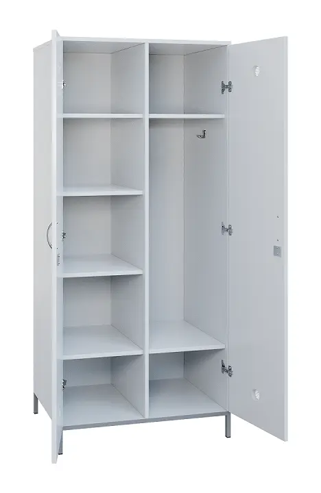 SLN - 81S šatní skříň dřevěná, 2-dveřová, háček, police, 1800 x 800 x 500, kovové nohy, bílá