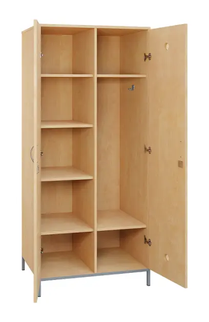 SLN - 81S šatní skříň dřevěná, 2-dveřová, háček, police, 1800 x 800 x 500, kovové nohy, bříza irská