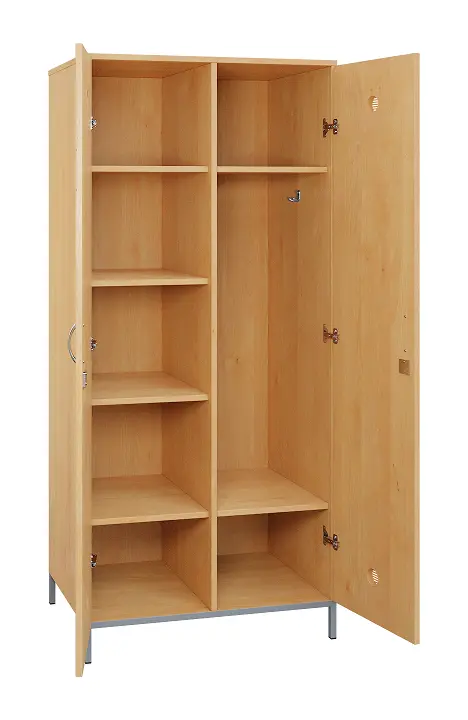 SLN - 81S šatní skříň dřevěná, 2-dveřová, háček, police, 1800 x 800 x 500, kovové nohy, javor horský