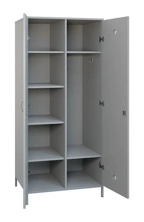 SLN - 81S šatní skříň dřevěná, 2-dveřová, háček, police, 1800 x 800 x 500, kovové nohy, šedá