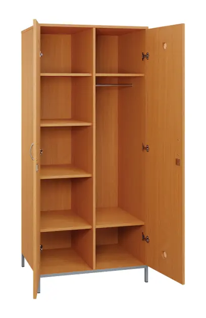 SLN - 81T šatní skříň dřevěná, 2-dveřová, šatní tyč, police, 1800 x 800 x 500, kovové nohy, buk royal