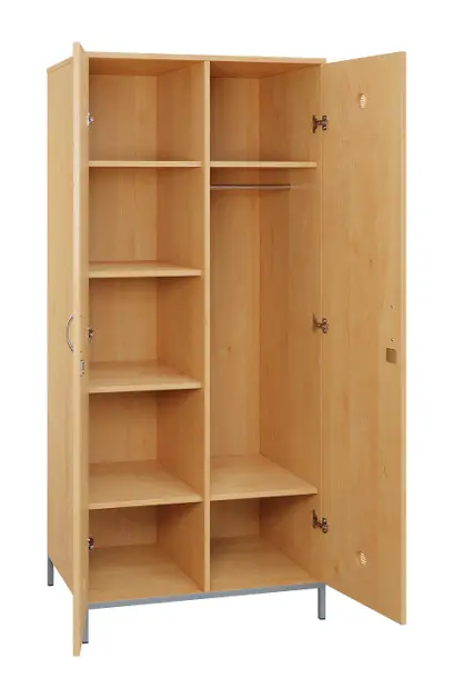SLN - 81T šatní skříň dřevěná, 2-dveřová, šatní tyč, police, 1800 x 800 x 500, kovové nohy, javor horský