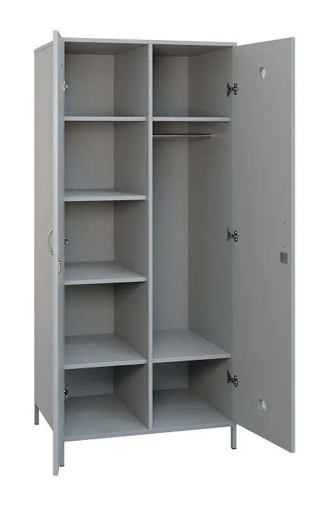 SLN - 81T šatní skříň dřevěná, 2-dveřová, šatní tyč, police, 1800 x 800 x 500, kovové nohy, šedá