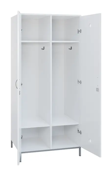 SLN - 82S šatní skříň dřevěná, 2-dveřová, háček, 1800 x 800 x 500, kovové nohy, bílá