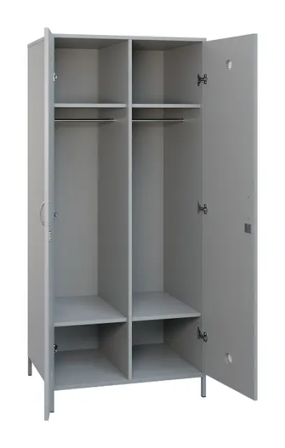 SLN - 82T šatní skříň dřevěná, 2-dveřová, šatní tyč, 1800 x 800 x 500, kovové nohy, šedá