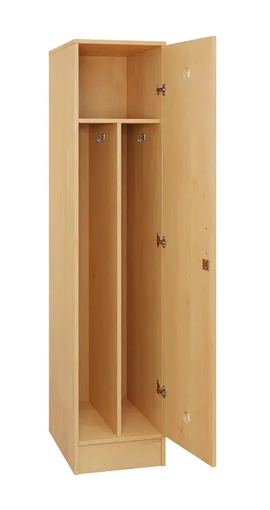 SLS - 41S šatní skříň dřevěná, 1-dveřová, háčky, 1800 x 400 x 500, sokl, javor horský SLS - 41S šatní skříň dřevěná, 1-dveřová, háčky, 1800 x 400 x 500, sokl, javor horský