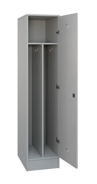 SLS - 41S šatní skříň dřevěná, 1-dveřová, háčky, 1800x400x500, sokl, šedá