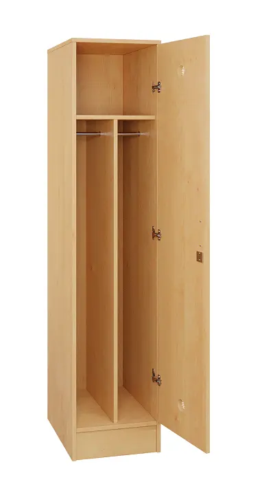 SLS - 41T šatní skříň dřevěná, 1-dveřová, šatní tyč, 1800 x 400 x 500, sokl, javor horský