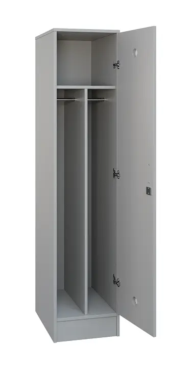 SLS - 41T šatní skříň dřevěná, 1-dveřová, šatní tyč, 1800 x 400 x 500, sokl, šedá