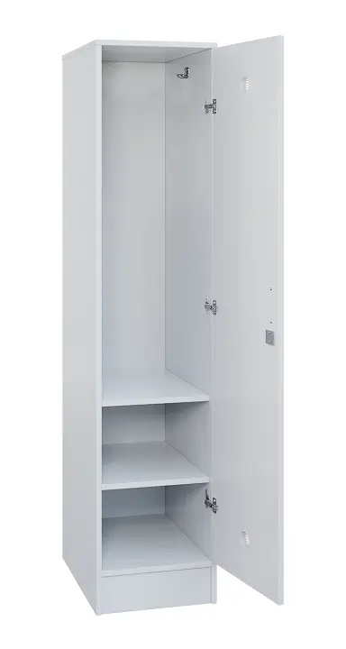 SLS - 42S šatní skříň dřevěná, 1-dveřová, háček, 1800 x 400 x 500, sokl, bílá