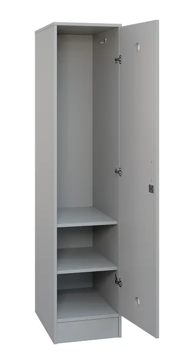 SLS - 42S šatní skříň dřevěná, 1-dveřová, háček, 1800 x 400 x 500, sokl, šedá