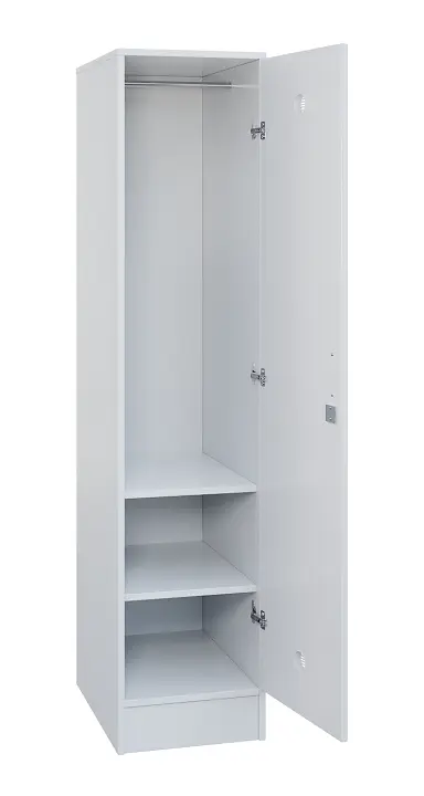 SLS - 42T šatní skříň dřevěná, 1-dveřová, šatní tyč, 1800 x 400 x 500, sokl, bílá