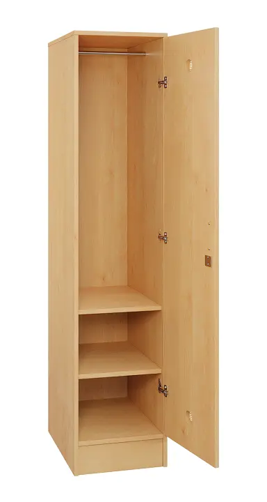 SLS - 42T šatní skříň dřevěná, 1-dveřová, šatní tyč, 1800 x 400 x 500, sokl, javor horský