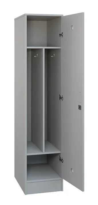 SLS - 43S šatní skříň dřevěná, 1-dveřová, háček, 1800 x 400 x 500, sokl, šedá