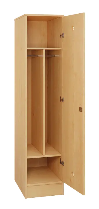 SLS - 43T šatní skříň dřevěná, 1-dveřová, šatní tyč, 1800 x 400 x 500, sokl, javor horský