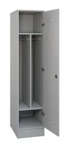 SLS - 43T šatní skříň dřevěná, 1-dveřová, šatní tyč, 1800 x 400 x 500, sokl, šedá