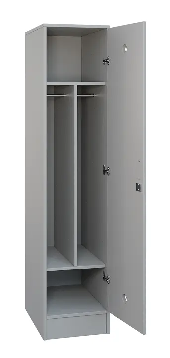 SLS - 43T šatní skříň dřevěná, 1-dveřová, šatní tyč, 1800 x 400 x 500, sokl, šedá