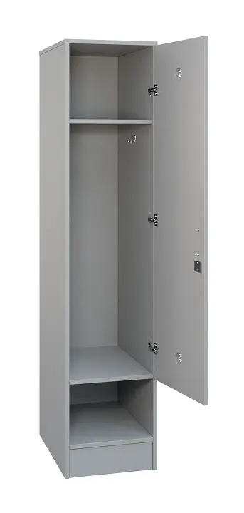 SLS - 44S šatní skříň dřevěná, 1-dveřová, háček, 1800 x 400 x 500, sokl, šedá