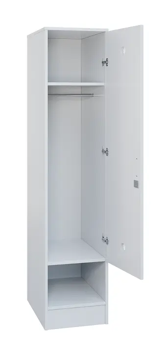 SLS - 44T šatní skříň dřevěná, 1-dveřová, šatní tyč, 1800 x 400 x 500, sokl, bílá