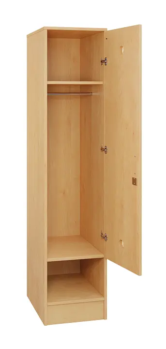 SLS - 44T šatní skříň dřevěná, 1-dveřová, šatní tyč, 1800 x 400 x 500, sokl, javor horský