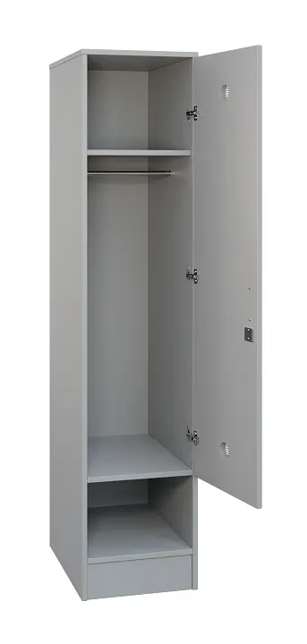 SLS - 44T šatní skříň dřevěná, 1-dveřová, šatní tyč, 1800 x 400 x 500, sokl, šedá