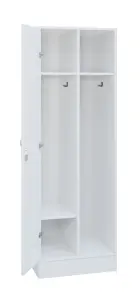SLS - 61S šatní skříň dřevěná, 1-dveřová, háček, 1800 x 600 x 500, sokl, bílá