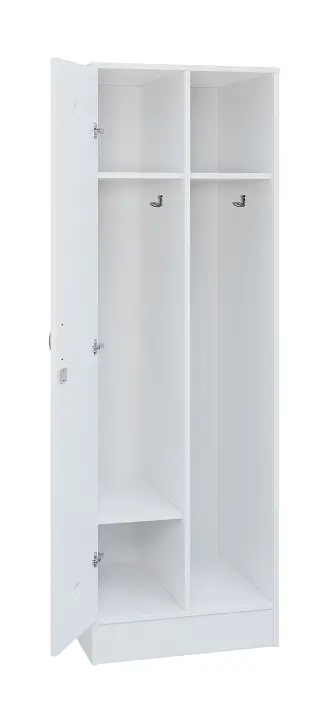SLS - 61S šatní skříň dřevěná, 1-dveřová, háček, 1800 x 600 x 500, sokl, bílá