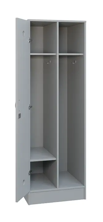 SLS - 61S šatní skříň dřevěná, 1-dveřová, háček, 1800 x 600 x 500, sokl, šedá