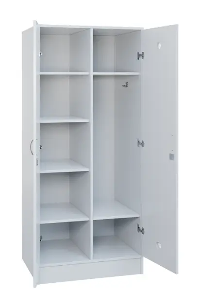 SLS - 81S šatní skříň dřevěná, 2-dveřová, háček, police, 1800 x 800 x 500, sokl, bílá