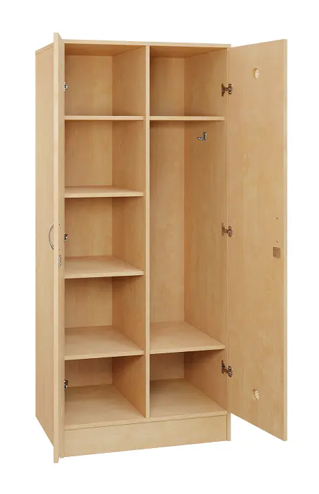 SLS - 81S šatní skříň dřevěná, 2-dveřová, háček, police, 1800 x 800 x 500, sokl, bříza irská