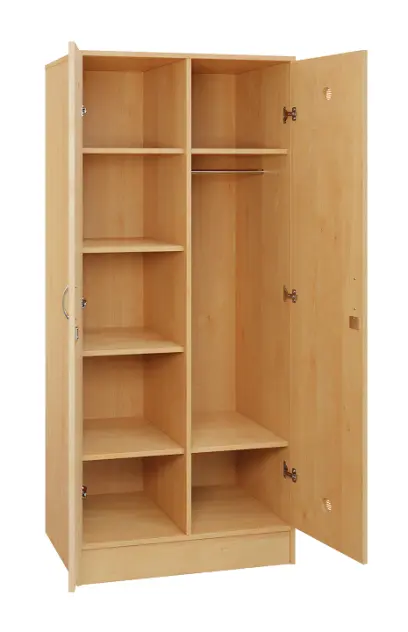 SLS - 81T šatní skříň dřevěná, 2-dveřová, šatní tyč, police, 1800 x 800 x 500, sokl, javor horský