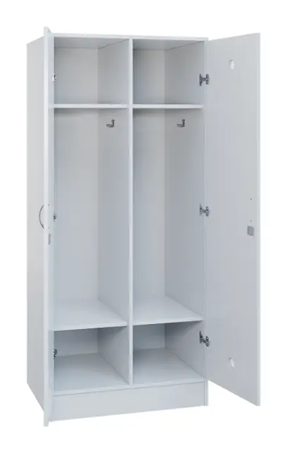 SLS - 82S šatní skříň dřevěná, 2-dveřová, háček, 1800 x 800 x 500, sokl, bílá SLS - 82S šatní skříň dřevěná, 2-dveřová, háček, 1800 x 800 x 500, sokl, bílá
