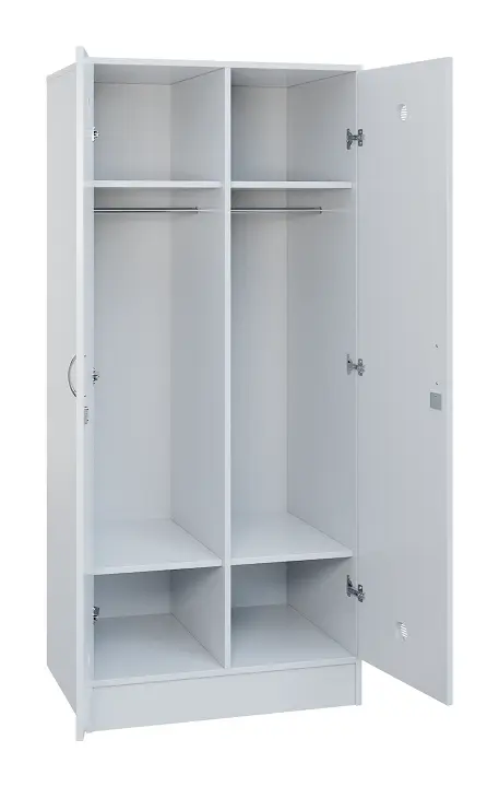 SLS - 82T šatní skříň dřevěná, 2-dveřová, šatní tyč, 1800 x 800 x 500, sokl, bílá