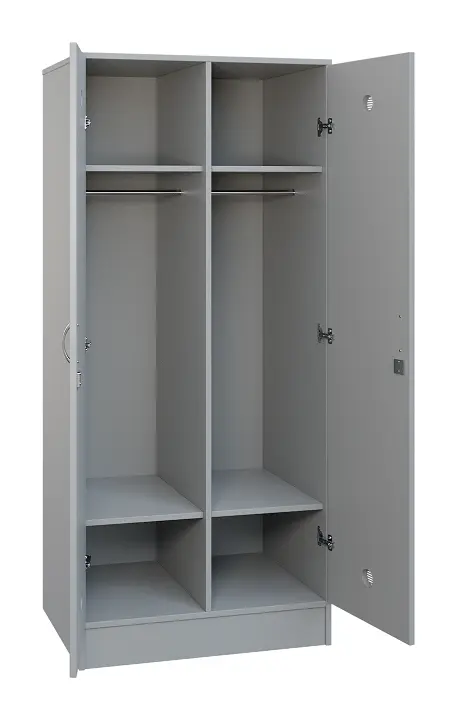 SLS - 82T šatní skříň dřevěná, 2-dveřová, šatní tyč, 1800 x 800 x 500, sokl, šedá